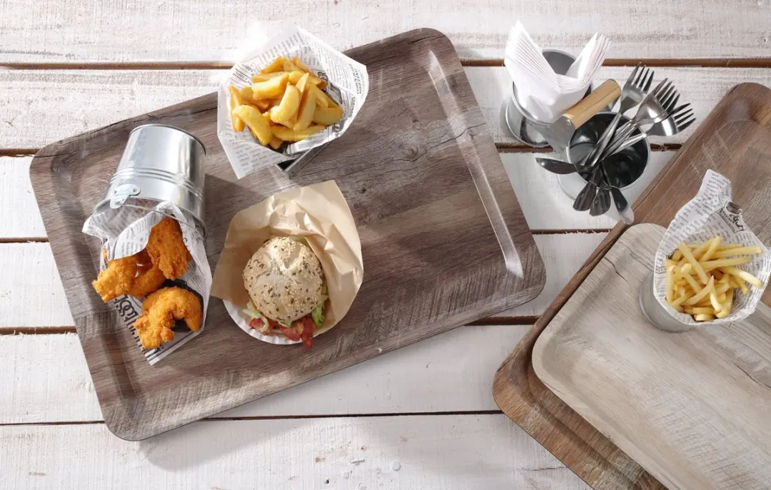 Hendi Melamine Dienblad Donkerbruin 370x530mm - Houtnerf