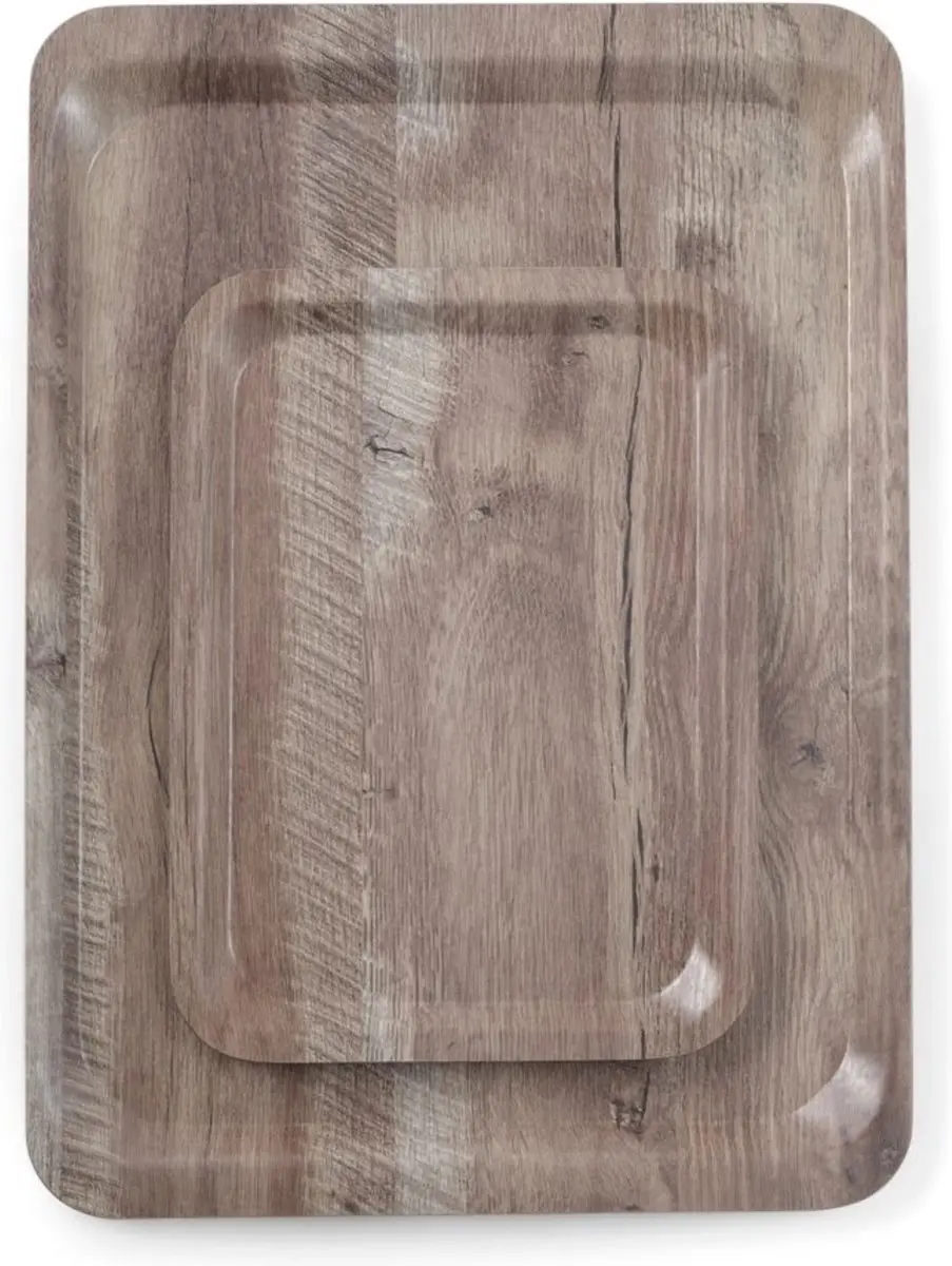 Hendi Melamine Dienblad Donkerbruin 370x530mm - Houtnerf