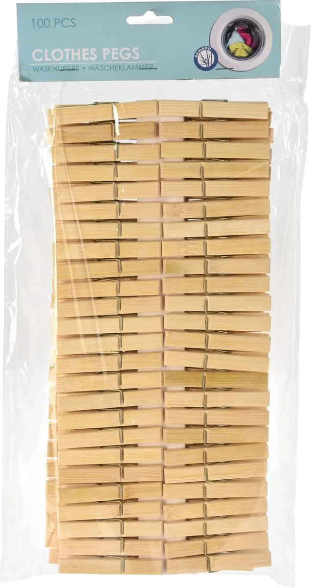 Excellent Houseware Wasknijpers Bamboe - 300 Stuks