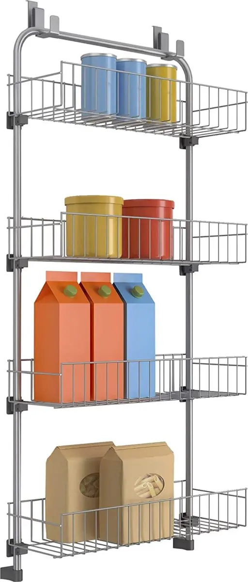 Metaltex Tomado Over the Door Deurrek 103x45cm - 4 Manden - Zilvergrijs