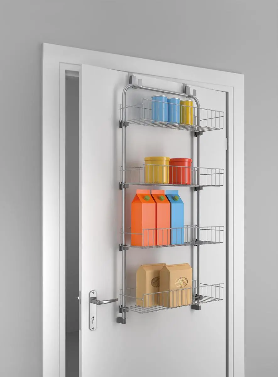 Metaltex Tomado Over the Door Deurrek 103x45cm - 4 Manden - Zilvergrijs