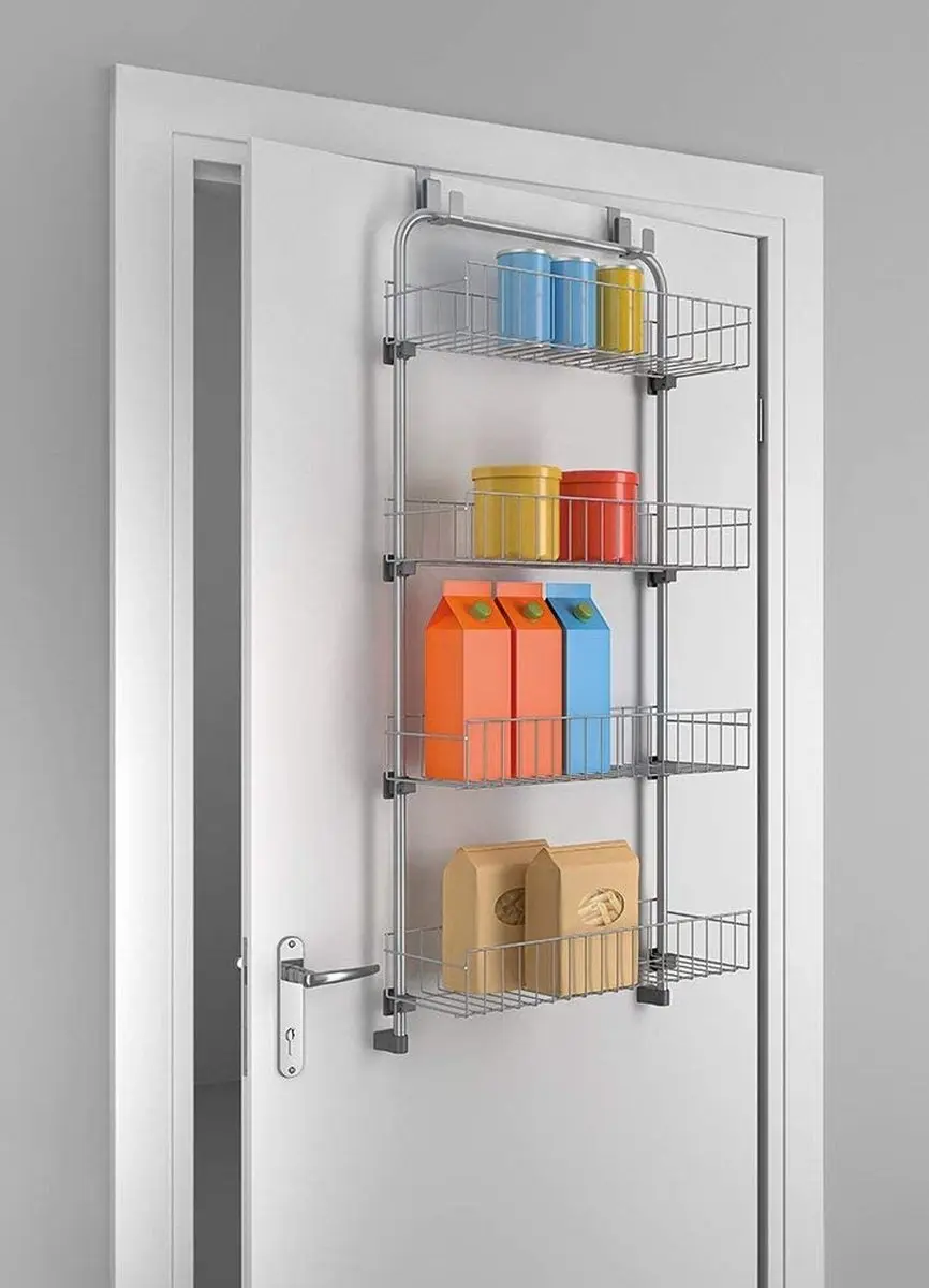 Metaltex Tomado Over the Door Deurrek 103x45cm - 4 Manden - Zilvergrijs
