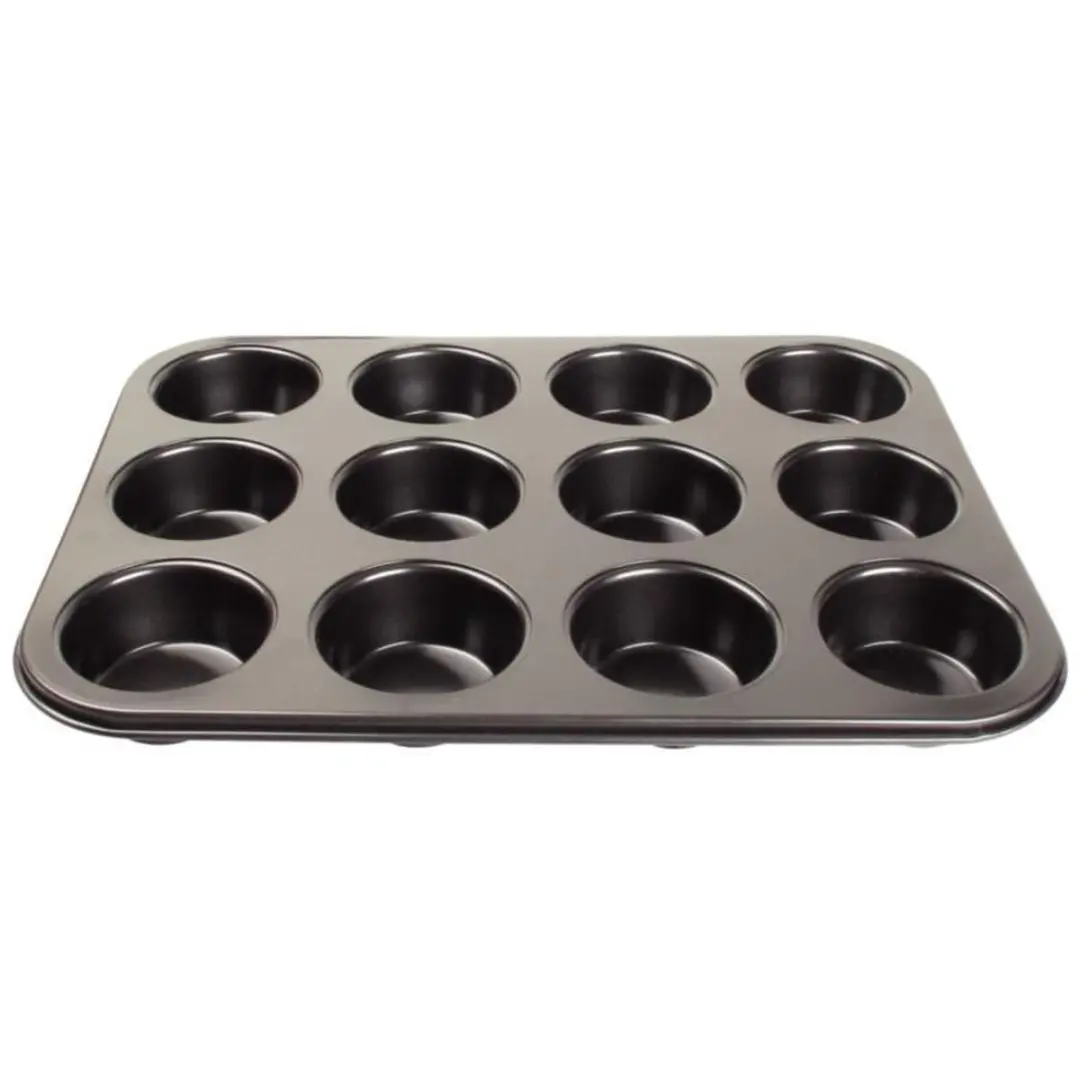 Vogue Koolstofstalen Muffinvorm 12 Stuks - Zwart