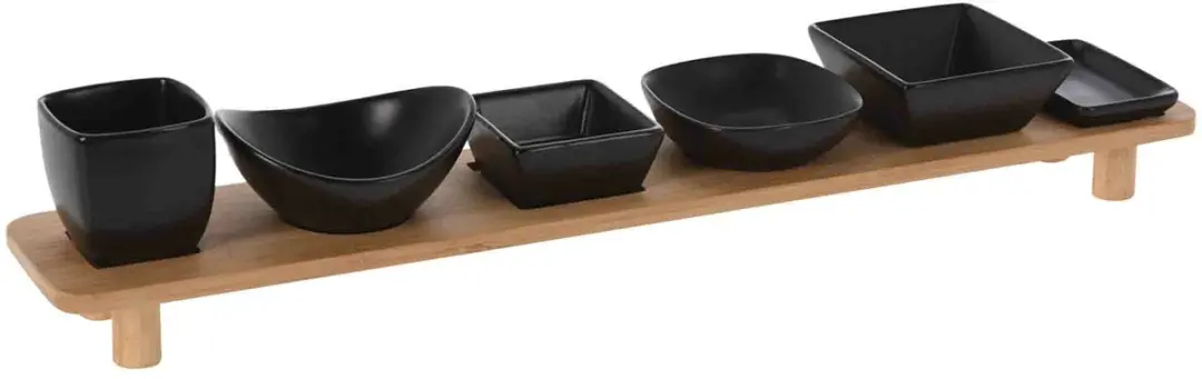 Excellent Houseware Serveerplank Hout 50x8cm - 2 Stuks - 12 Schaaltjes
