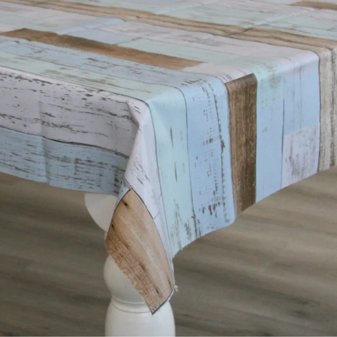 Bellatio Design Patifix Tafelzeil Houten Planken Blauw/Wit 140x300cm