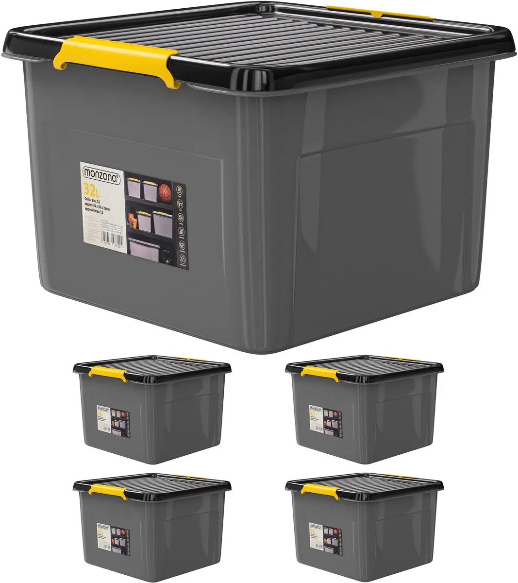 Monzana Opbergbox Set 4x32L Antraciet