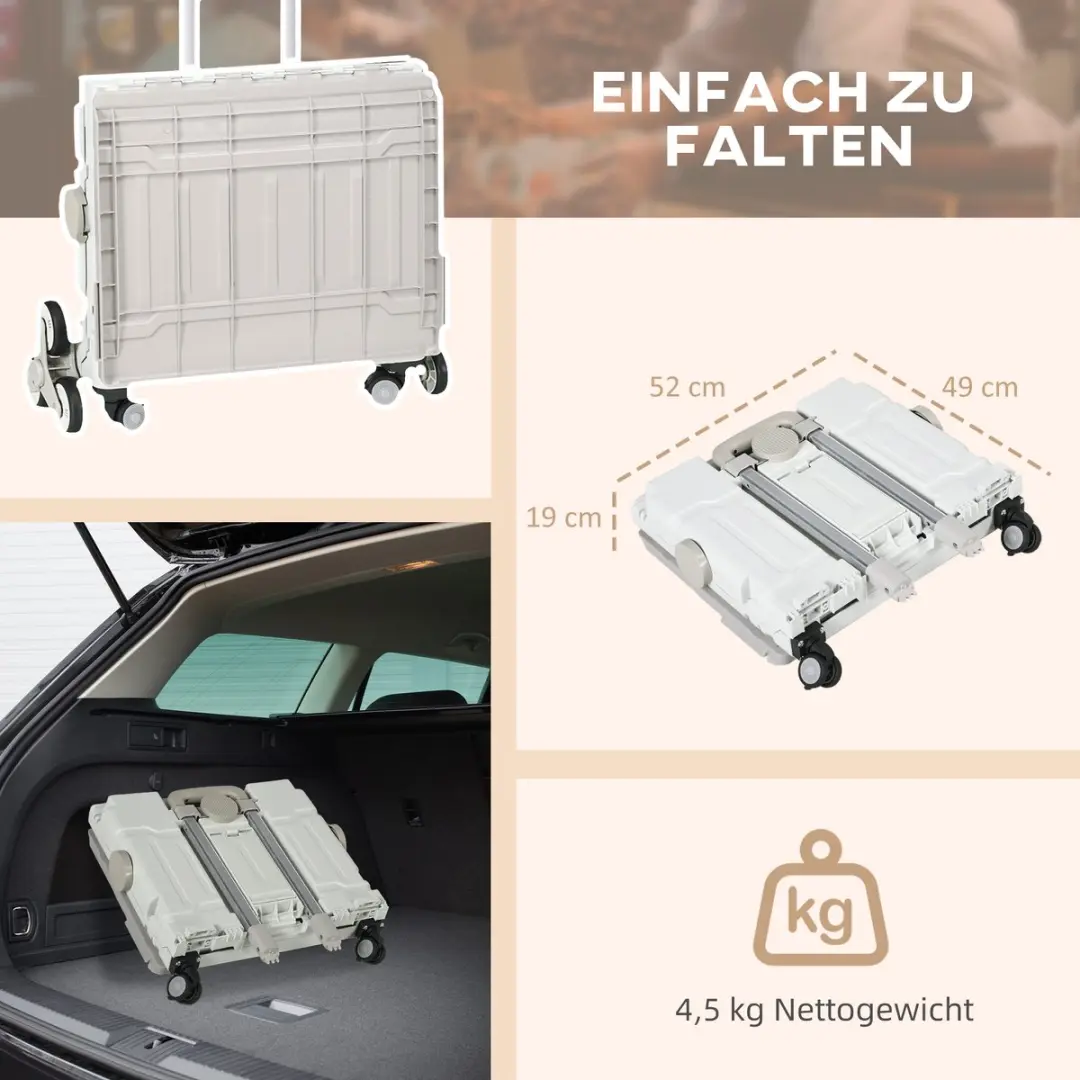 Homcom Einkaufstrolley 923-053V00 - 51L - Wit