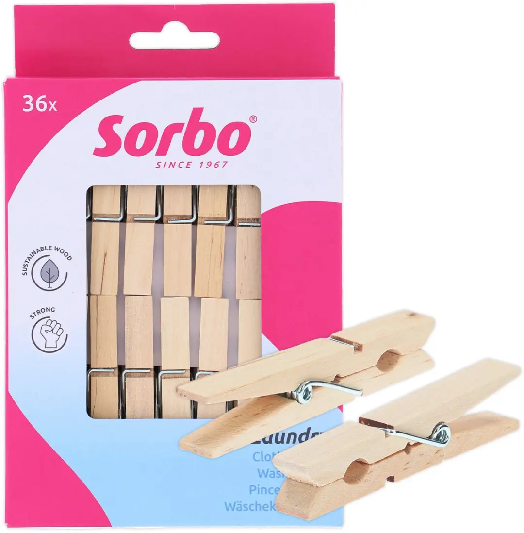 Sorbo Houten Wasknijpers 36 Stuks