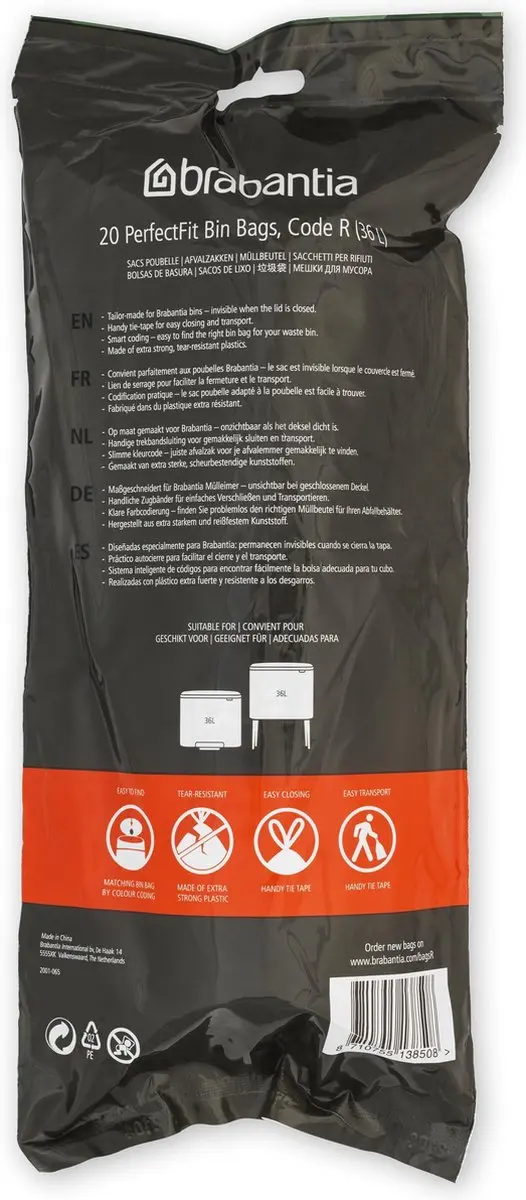 Brabantia PerfectFit Vuilniszakken 36L Code R - 120 Stuks