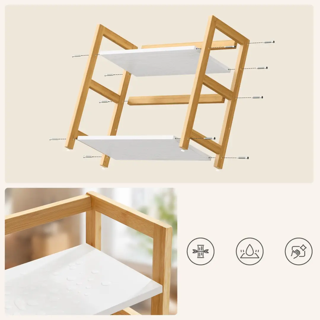 Songmics Kruidenrek 2-laags Bamboe Keukenorganizer - Wit
