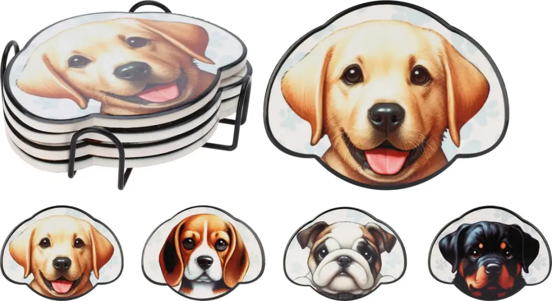 Excellent Houseware Onderzetter Hond Kartonnen Set 4 Stuks - Meerkleurig - afbeelding 6 van 6