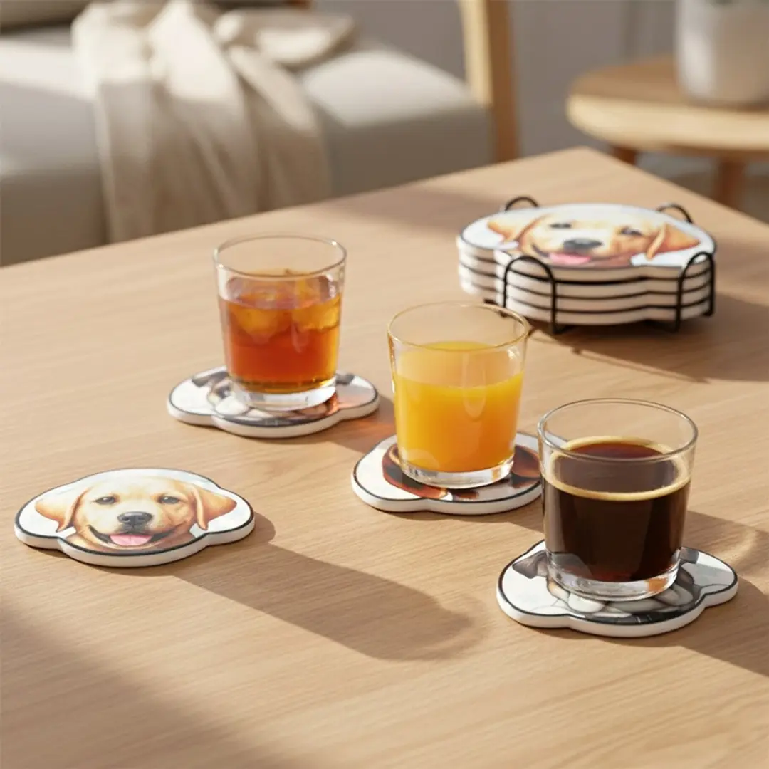 Excellent Houseware Onderzetter Hond Kartonnen Set 4 Stuks - Meerkleurig