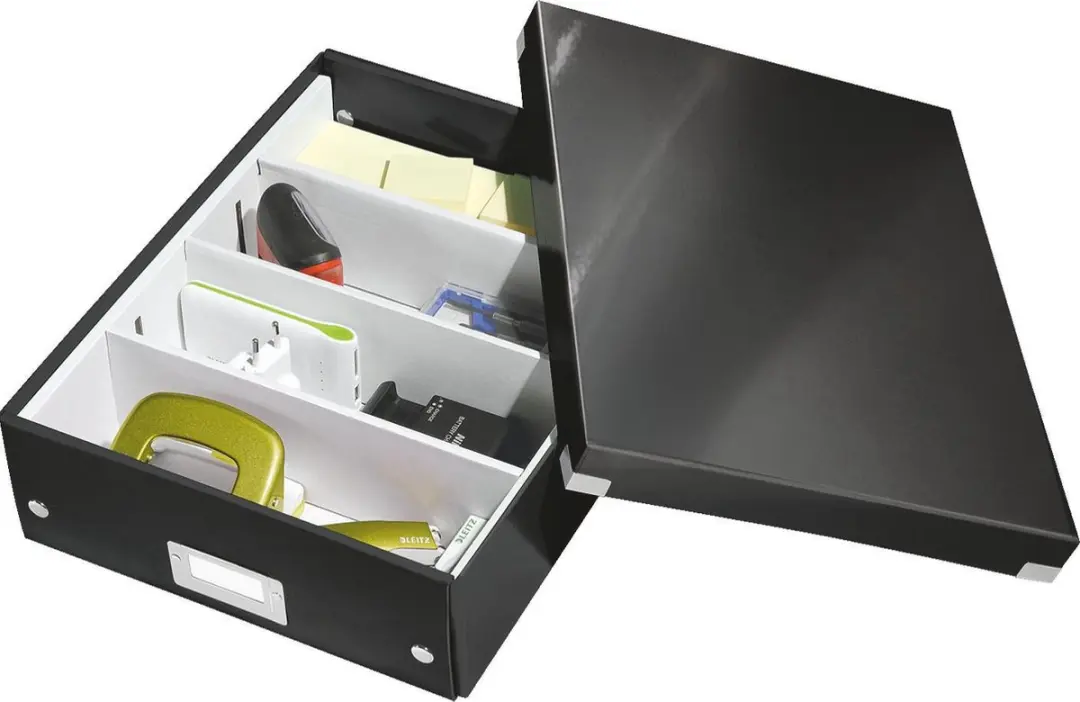Leitz Wow Click & Store Opbergdoos 15L - 3 Vakken - Zwart - afbeelding 6 van 6
