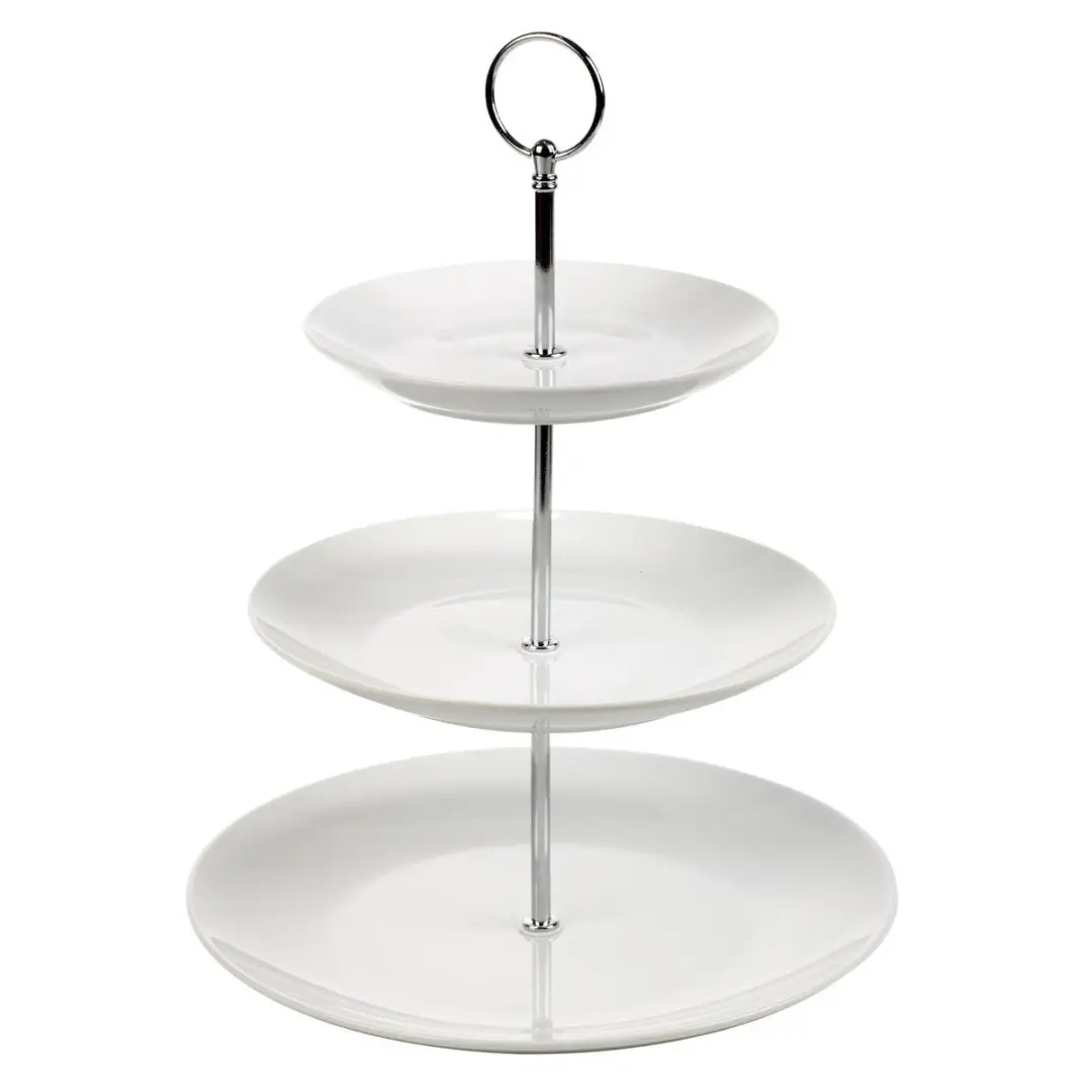 Excellent Houseware Porseleinen Etagère 3-laags - Wit