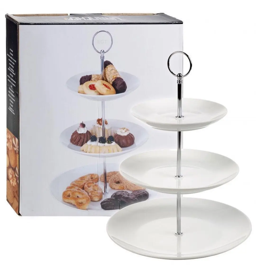 Excellent Houseware Porseleinen Etagère 3-laags