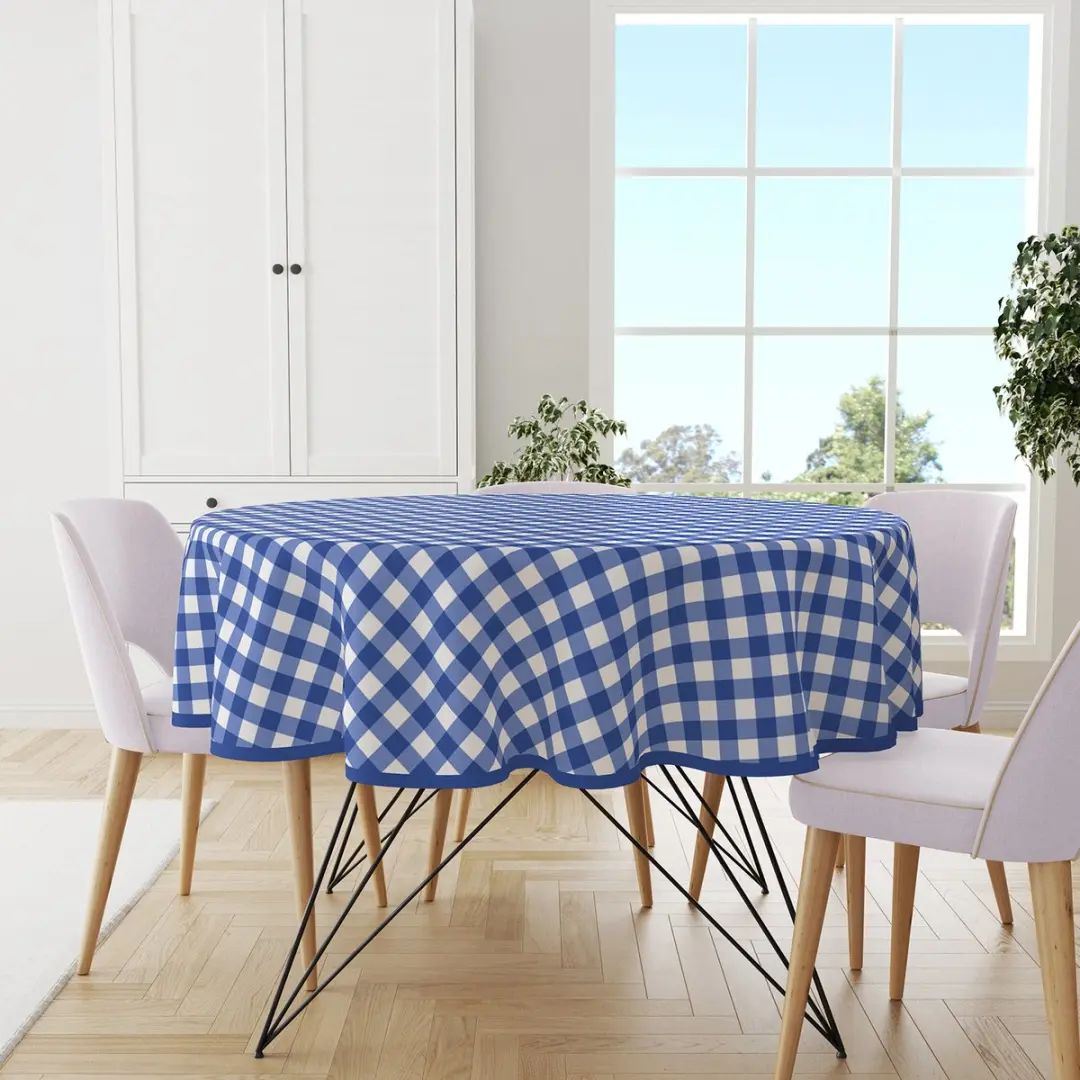 Wicotex Tafelzeil Ruit Blauw - Ø160cm