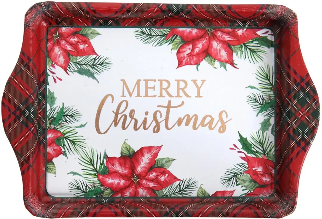 Koffie tray kerst bloem goud 21x14x2cm