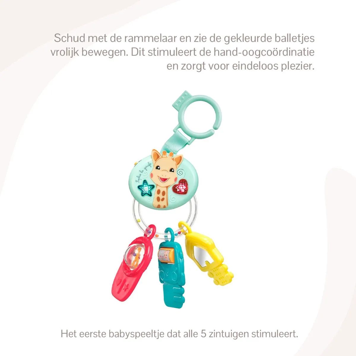 Sophie de Giraf Lights & Sound Sleutelrammelaar - Blauw/Rood/Geel