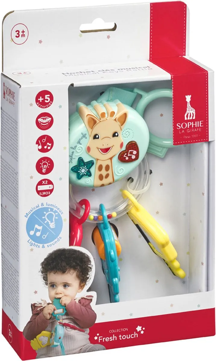 Sophie de Giraf Lights & Sound Sleutelrammelaar - Blauw/Rood/Geel