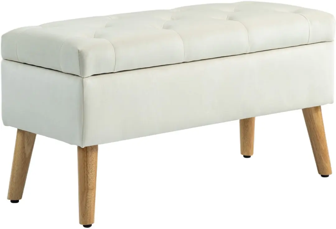 Homcom Opbergpoef Crème 80x35x42cm