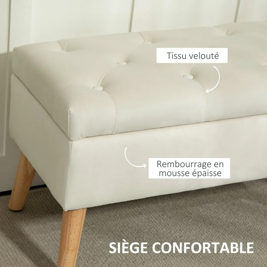 Homcom Opbergpoef Crème 80x35x42cm - 117L