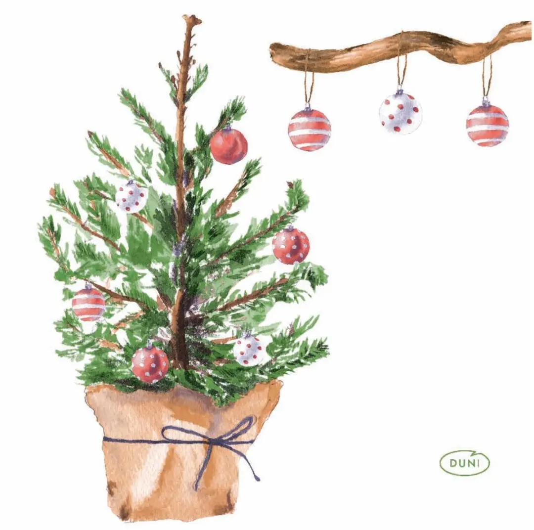 Duni Tree and Baubles Servetten 24x24cm