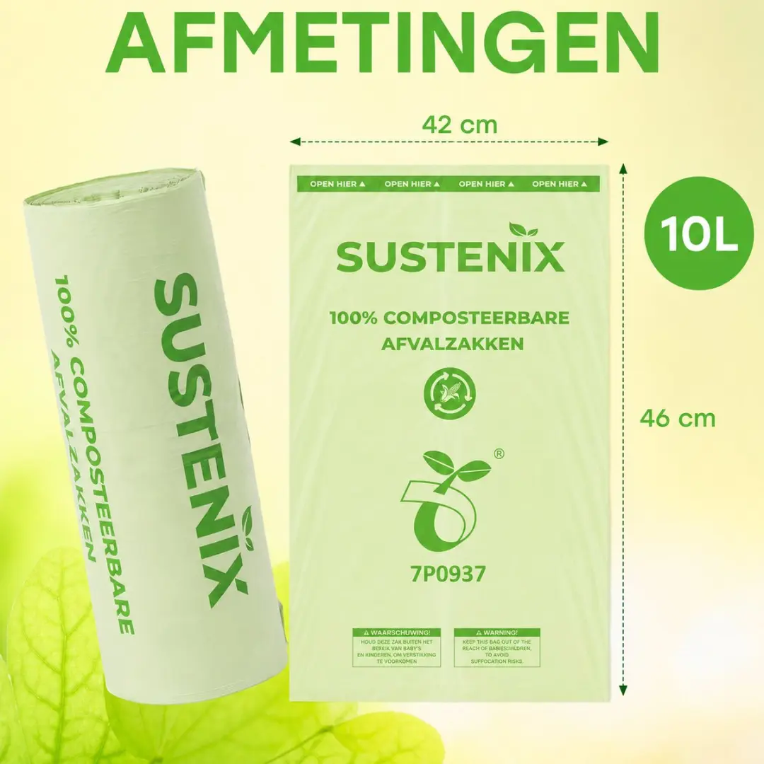Sustenix GFT Zakken 10L - 150 Stuks - Groen