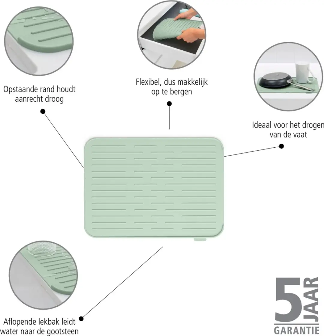 Brabantia SinkSide Afdruipmat Siliconen 44x32cm - Jade Green