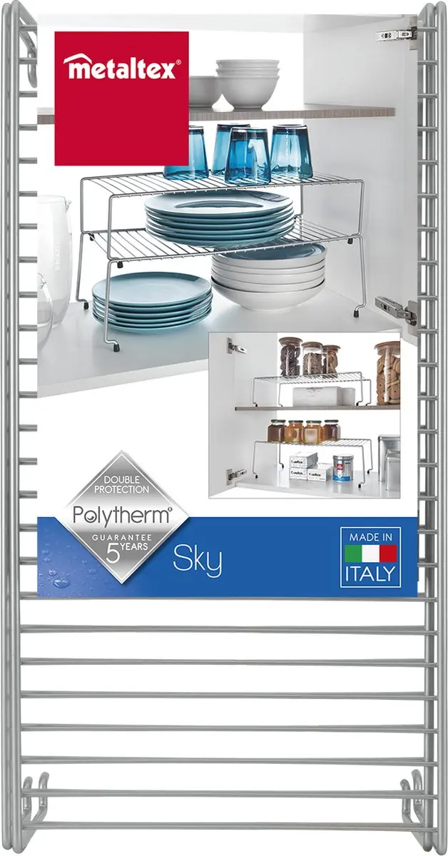Metaltex Ruimtewinner Sky Keukenrek Set - 2 Stuks - 47x23x26cm - Zilvergrijs - afbeelding 6 van 6