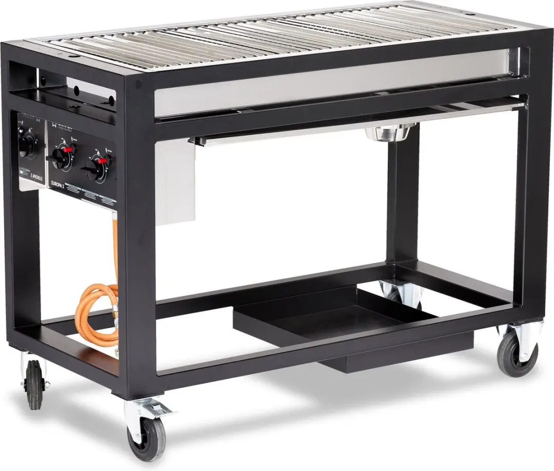 HENDI Europa Gasbarbecue 21,6kW - 3 Branders - Zwart
