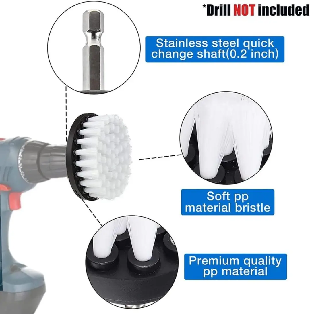 ECTEATOY 4-Delige Boorborstel Set - 2/3.5/4/5 inch - Wit