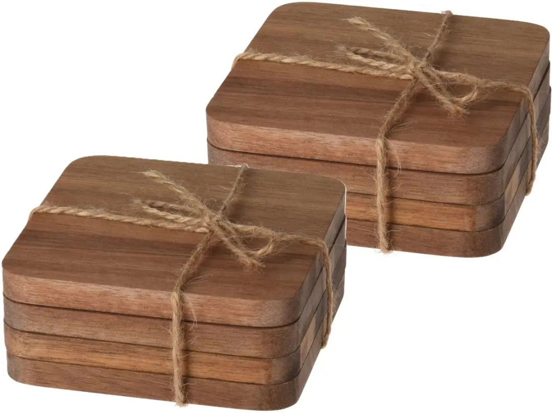 Excellent Houseware Acacia Houten Onderzetters 10x10cm