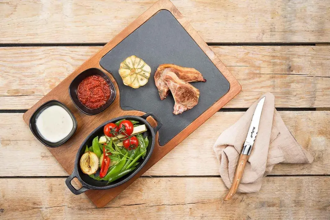 Cosy&Trendy Serveerplank Grillpan Set 5-delig - 38,5x25cm - Bruin