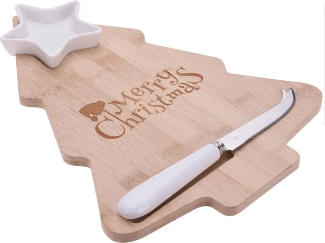 Excellent Houseware Kaasplankset 3-delig - Kerst - Wit