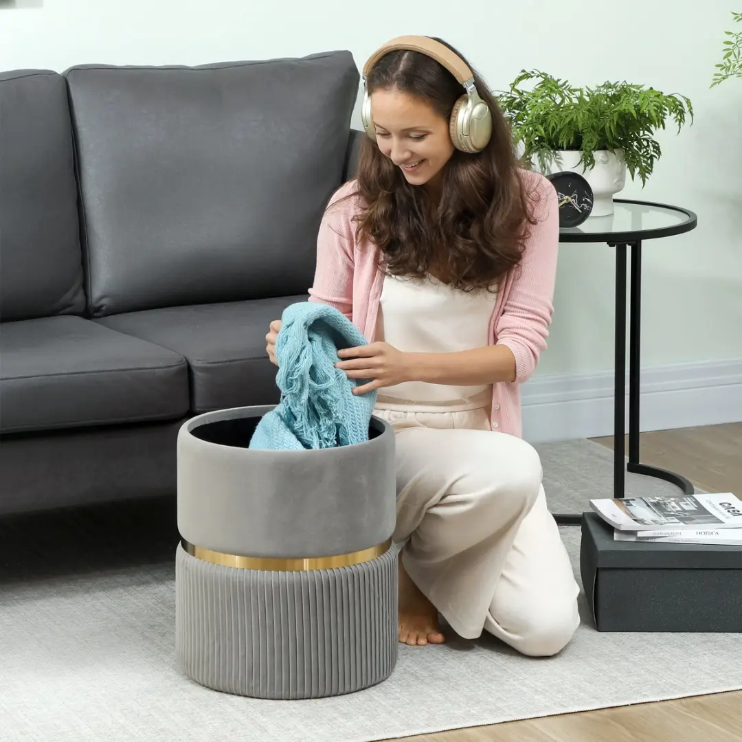 Homcom Opberghocker Lichtgrijs 41L