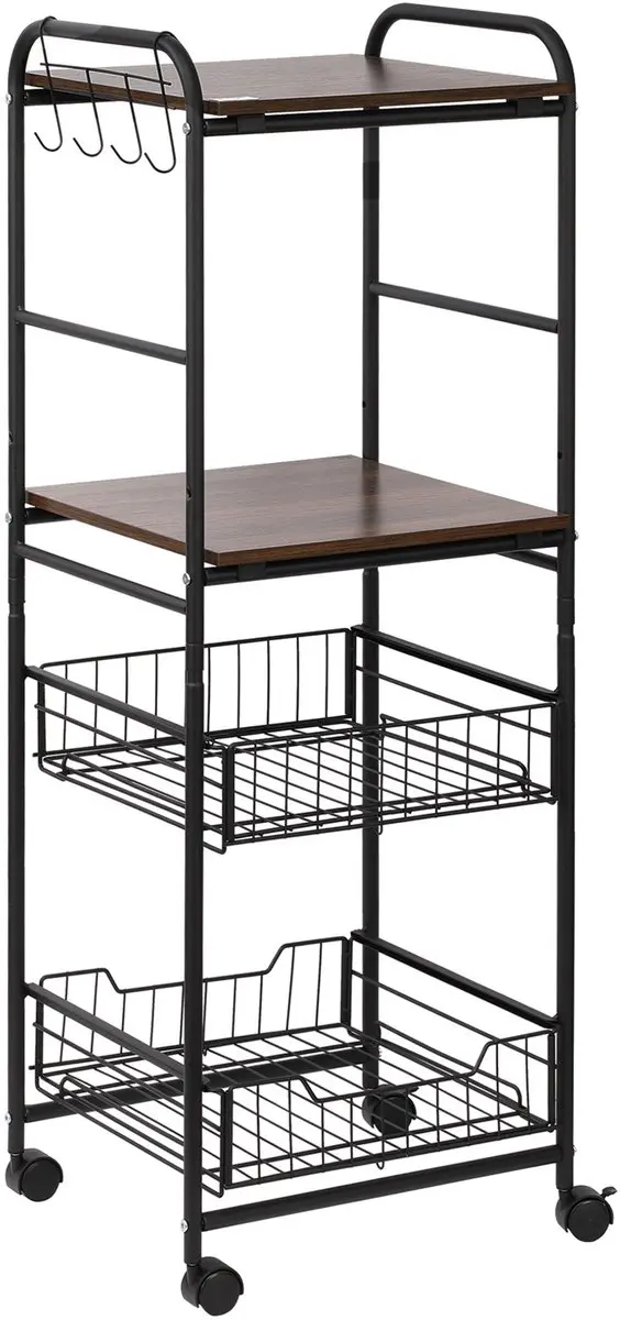 Homcom Keukenwagen 40x38x111cm Walnoot
