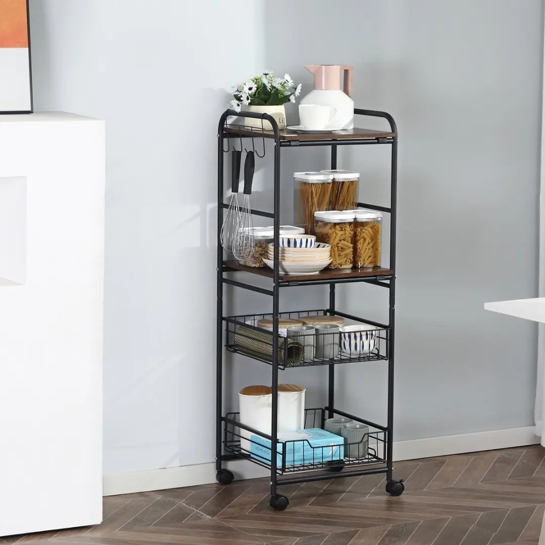 Homcom Keukenwagen 40x38x111cm Walnoot