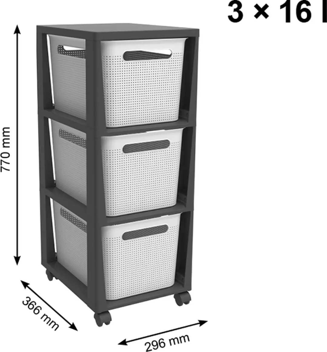 Rotho Brisen Ladekast 3x16L - 48L - Wit
