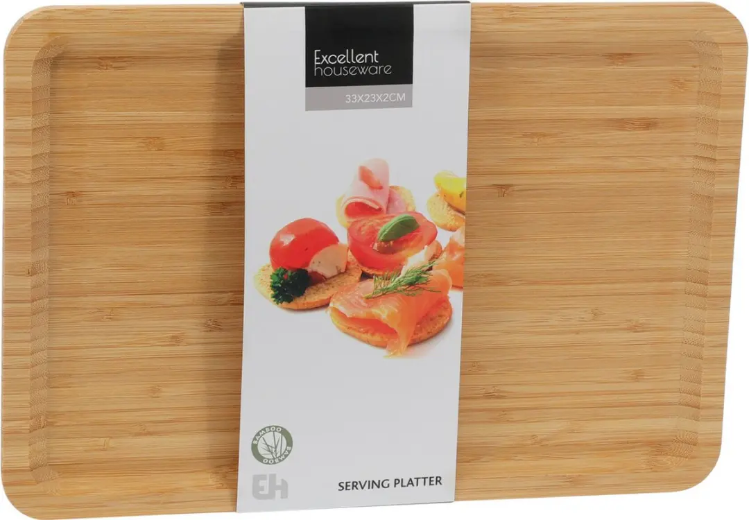 Excellent Houseware Keuken Serveer Dienblad Bamboe 33x23cm - Lichtbruin