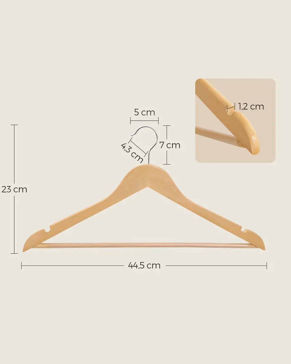 Songmics Houten Kledinghangers 30 Stuks - Antislip & Draaibaar