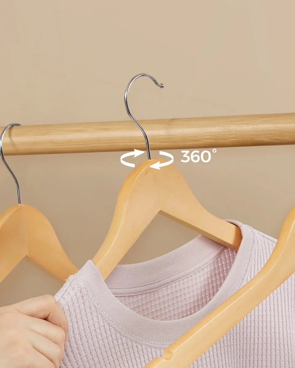 Songmics Houten Kledinghangers 30 Stuks - Antislip & Draaibaar