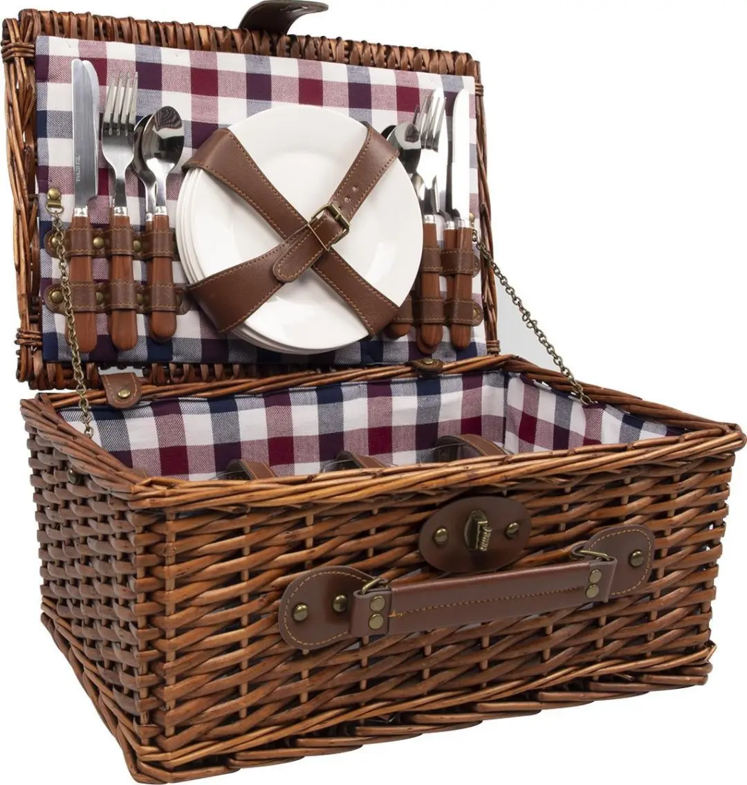 Svenska Living Picknickmand 21-delig - 4 Personen - Rood/Blauw