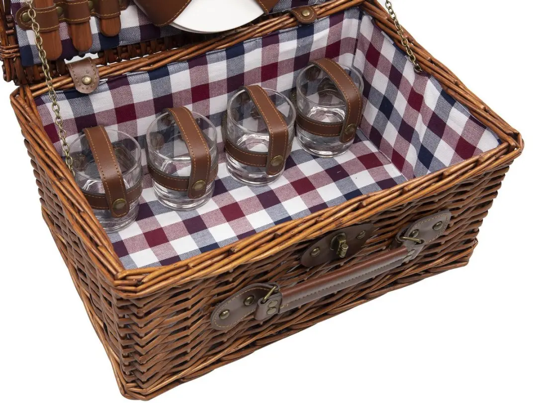 Svenska Living Picknickmand 21-delig - 4 Personen - Rood/Blauw