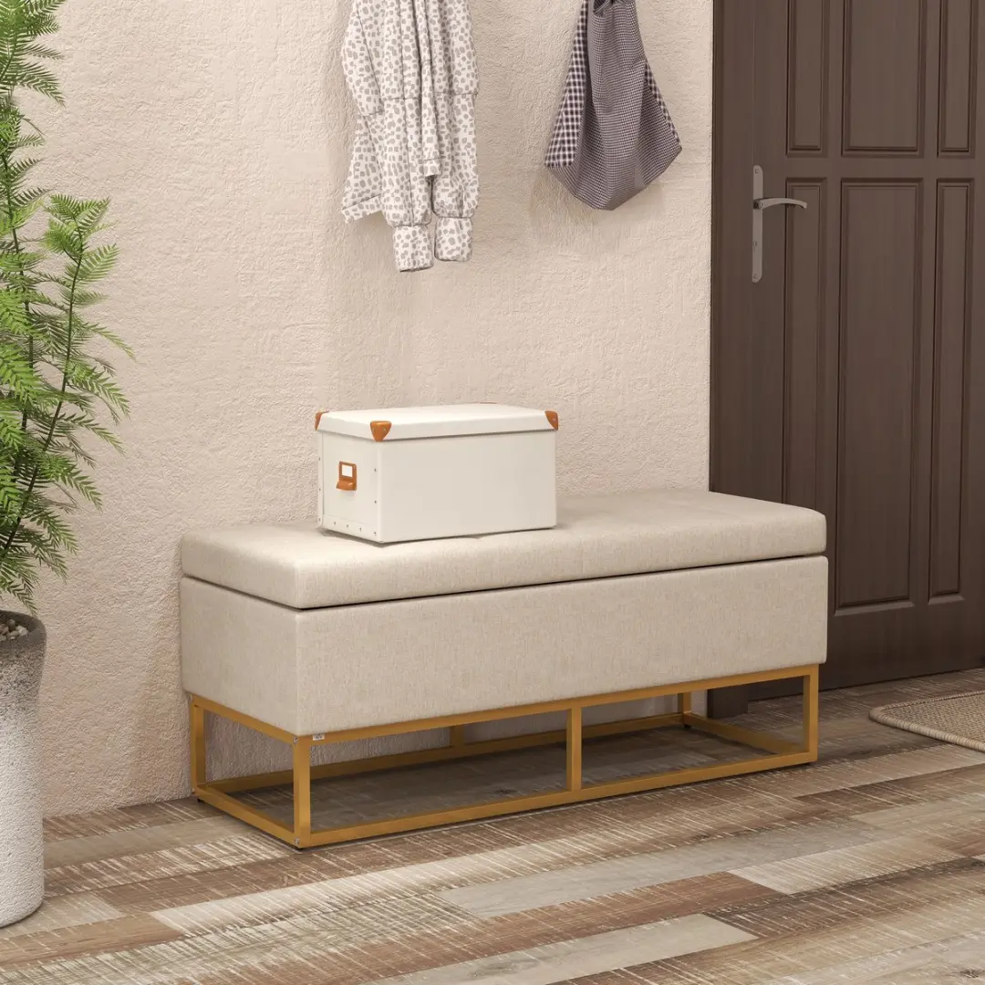 Homcom Opbergpoef Beige 110x44x48cm - 70L
