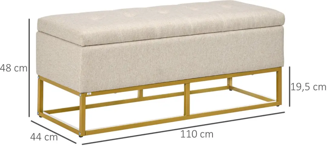 Homcom Opbergpoef Beige 110x44x48cm - 70L