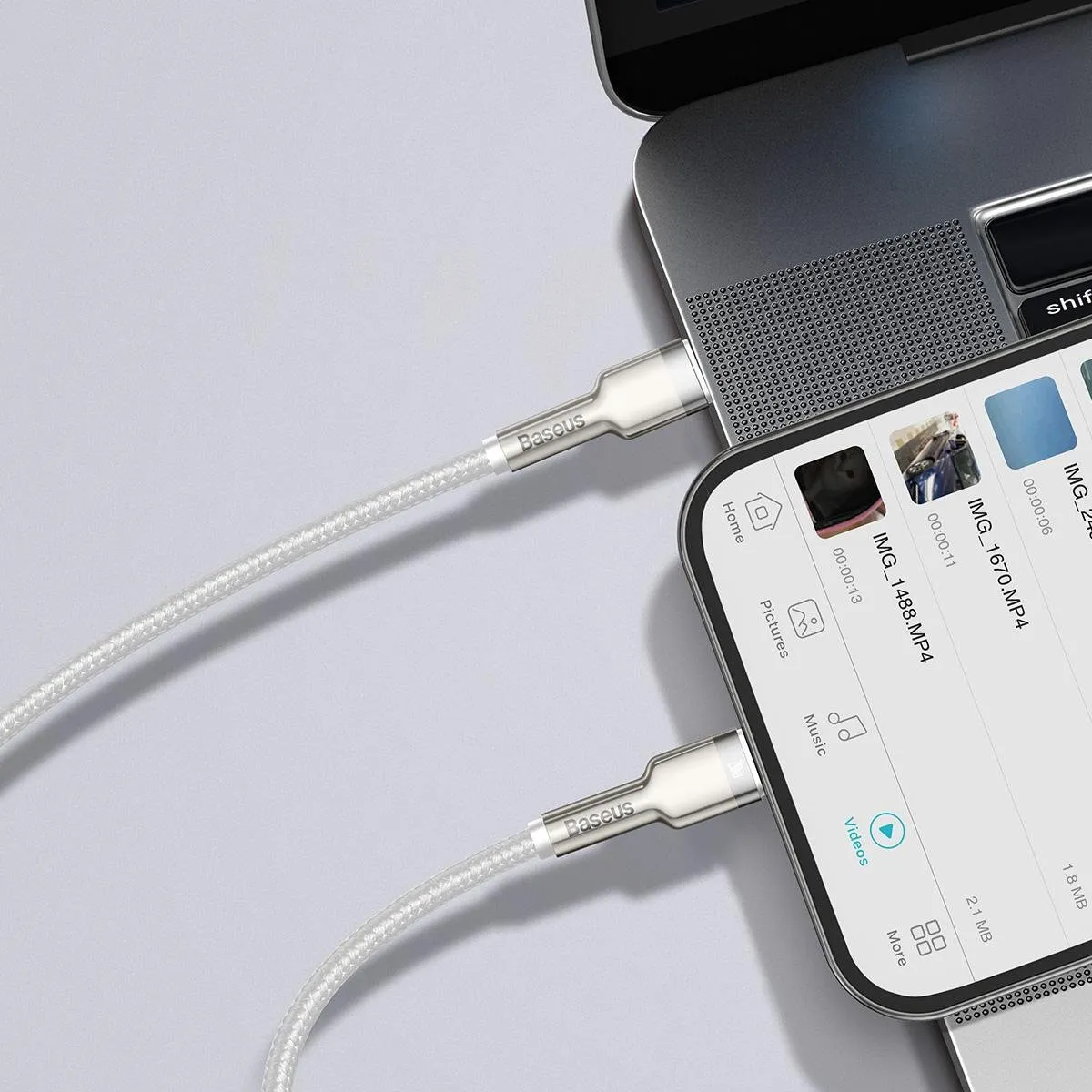 Baseus Cafule Series Metal Data USB-C/Lightning 20W PD-kabel - 2m - Wit