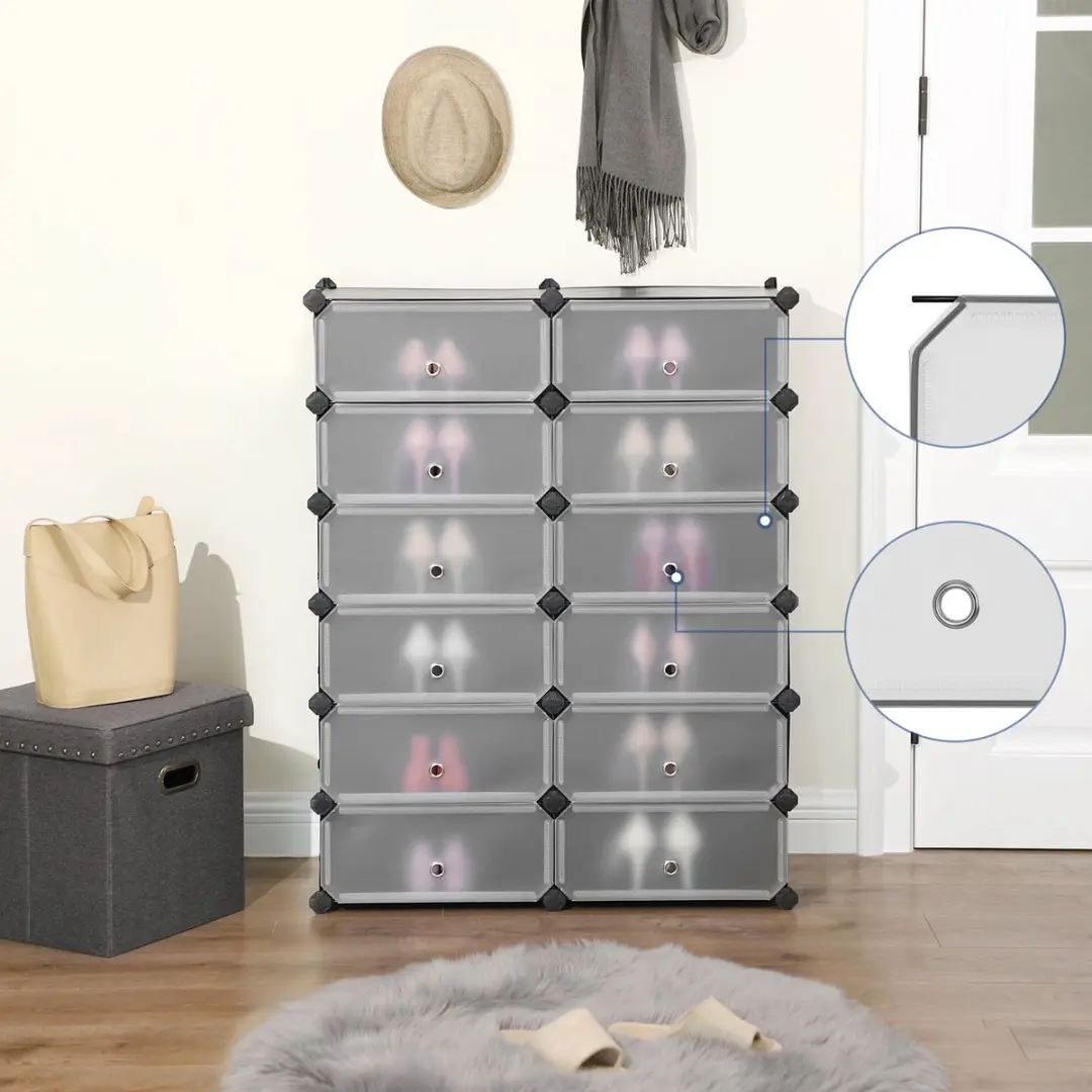 Songmics Schoenenrek LPC26HV1 - Modulair 24 Paar - Zwart