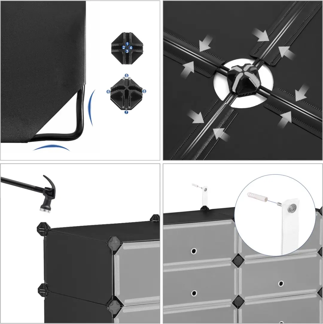 Songmics Schoenenrek LPC26HV1 - Modulair 24 Paar - Zwart