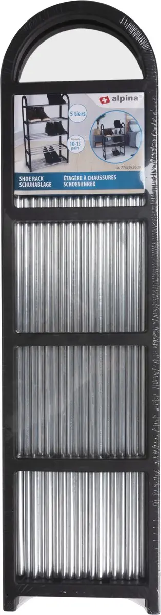 Alpina Schoenenrek 5-Laags - 50x20x77cm - Zwart/Zilver - afbeelding 5 van 6
