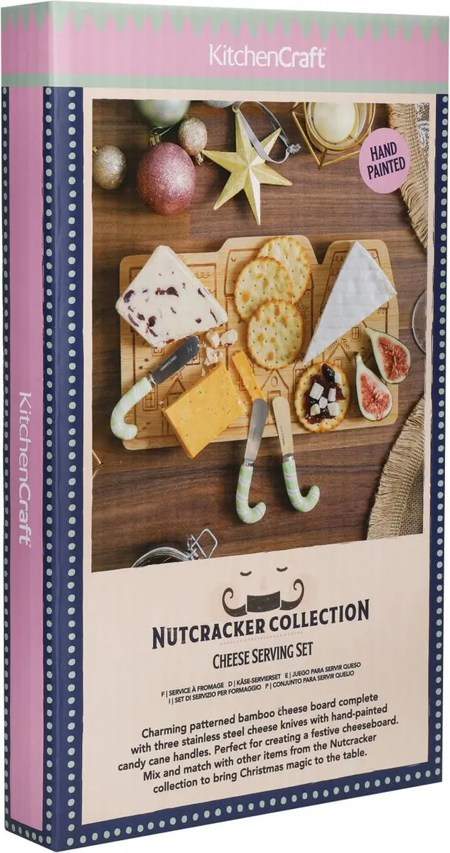 KitchenCraft Kaasplank met Messen - 4-delig Bamboe MIXED